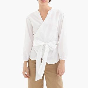 NWT - J.Crew Stretch Cotton Poplin Wrap Top
